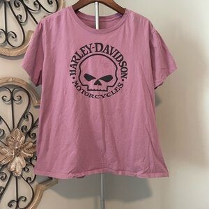 Harley-Davidson Skull Logo Pink Tee